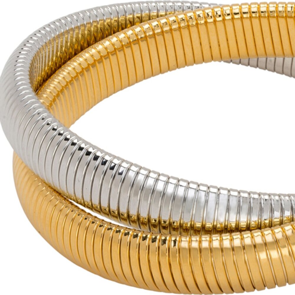 Two-Tone Gold & Silver Coil Bracelet